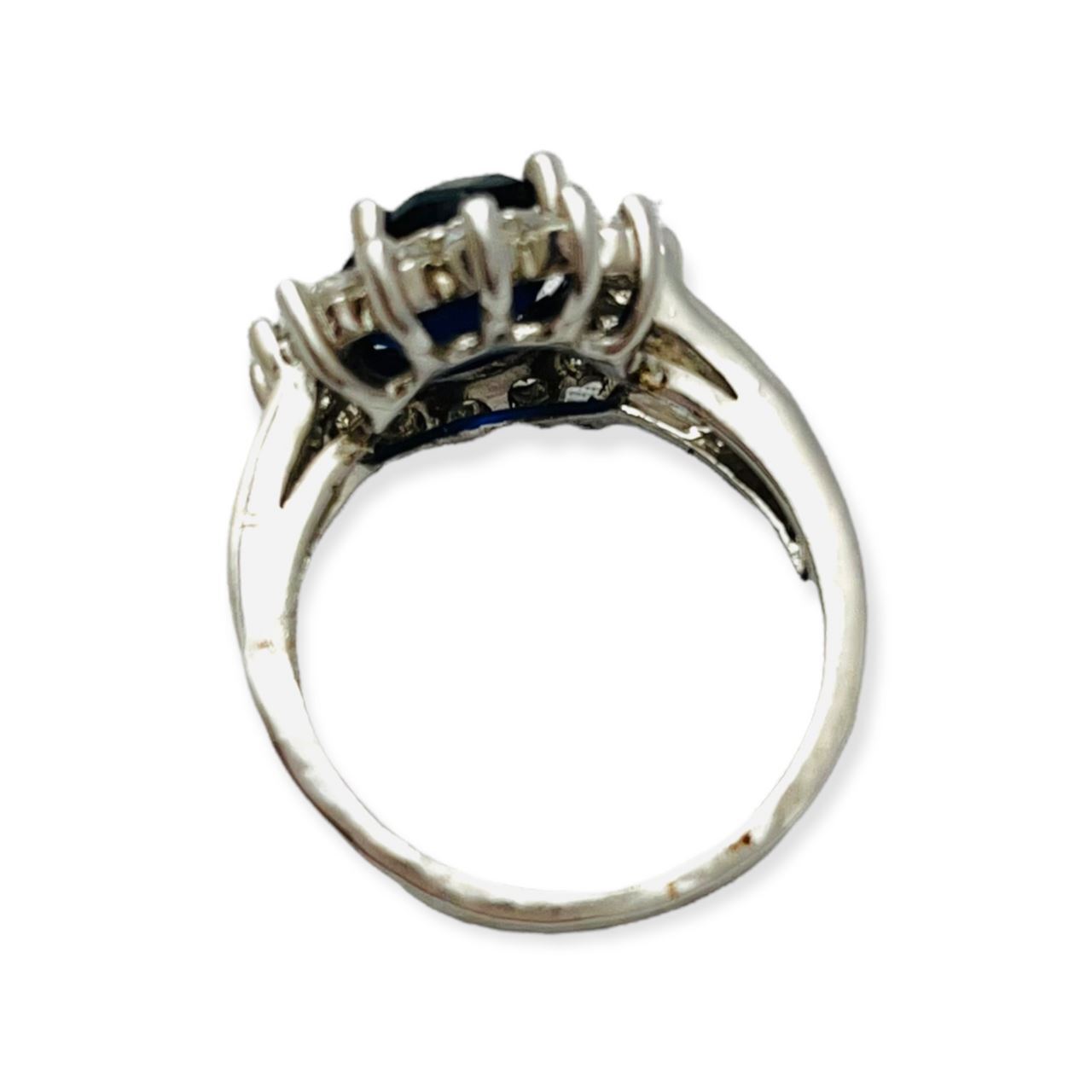 Vintage Blue Cubic Zirconia Halo Ring Size 8