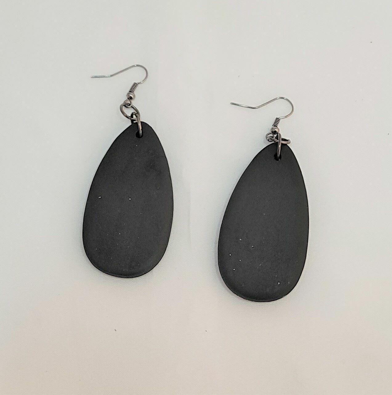 Chic Tear Drop Black Matte Wooden Earrings