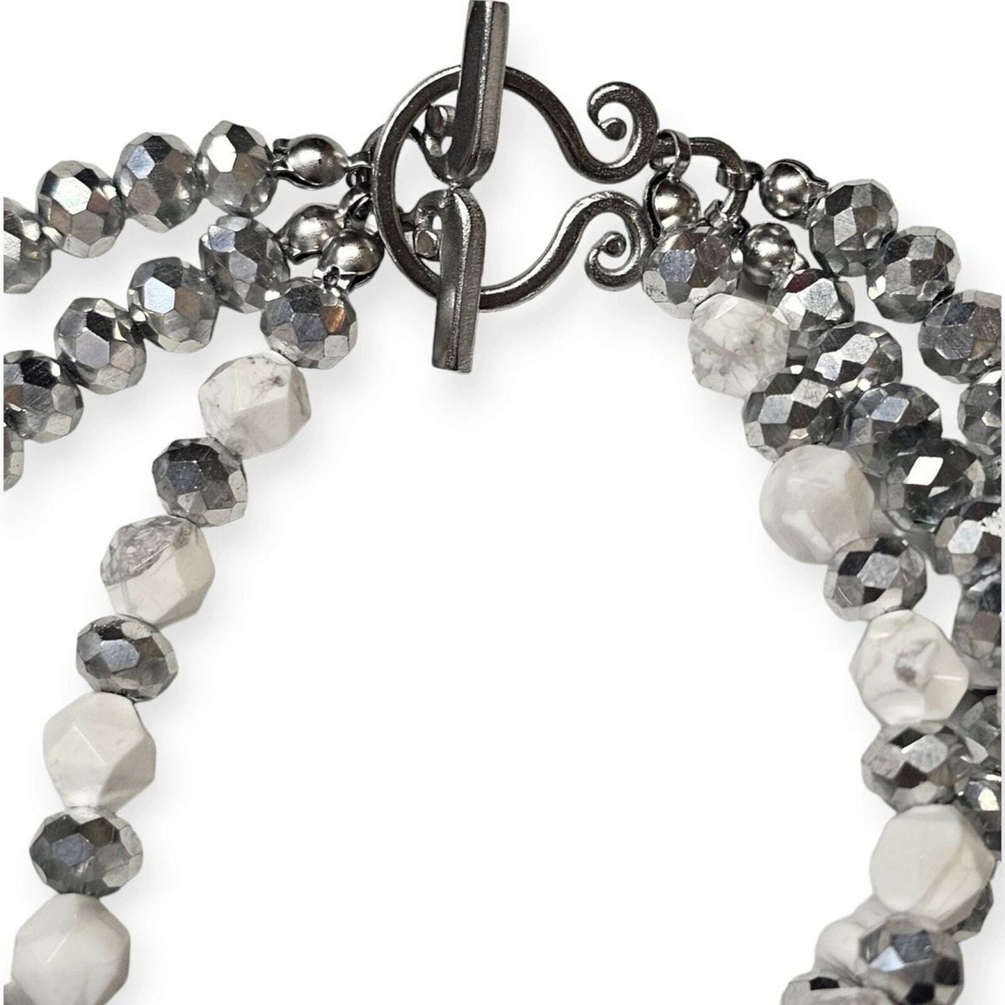 Handcrafted Star-cut Halite & Glass Beads Bracelet