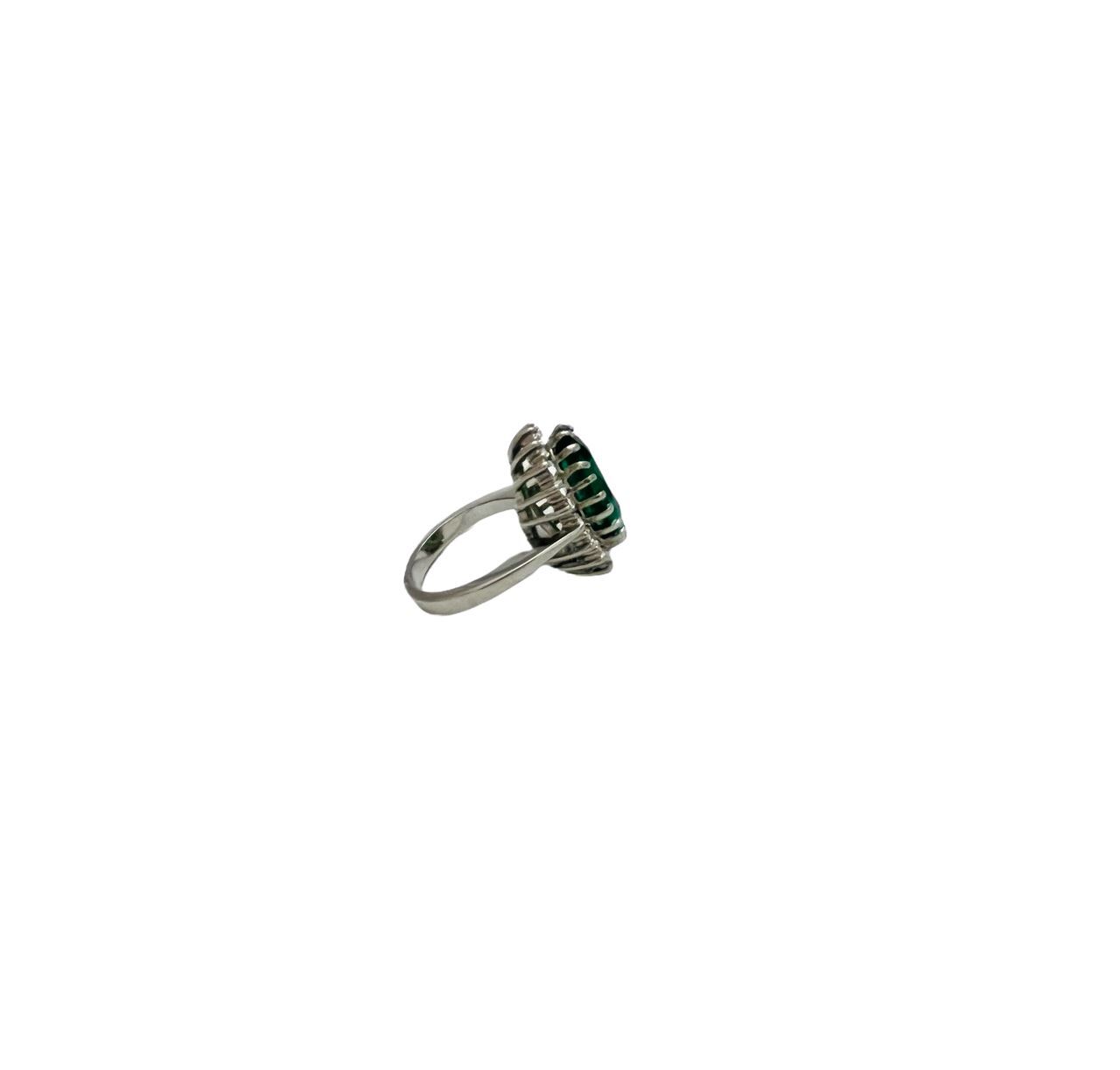 Vintage 2 Tiered Green Cubic Zirconia Halo Ring Size 8