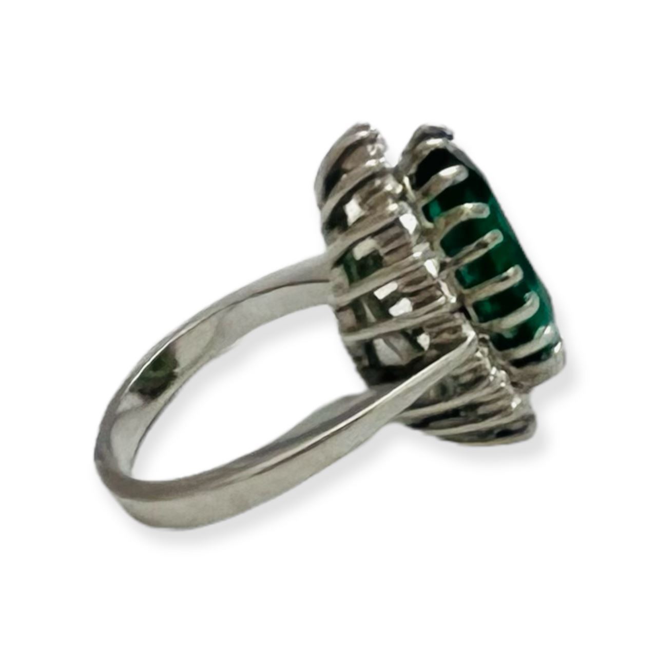 Vintage 2 Tiered Green Cubic Zirconia Halo Ring Size 8