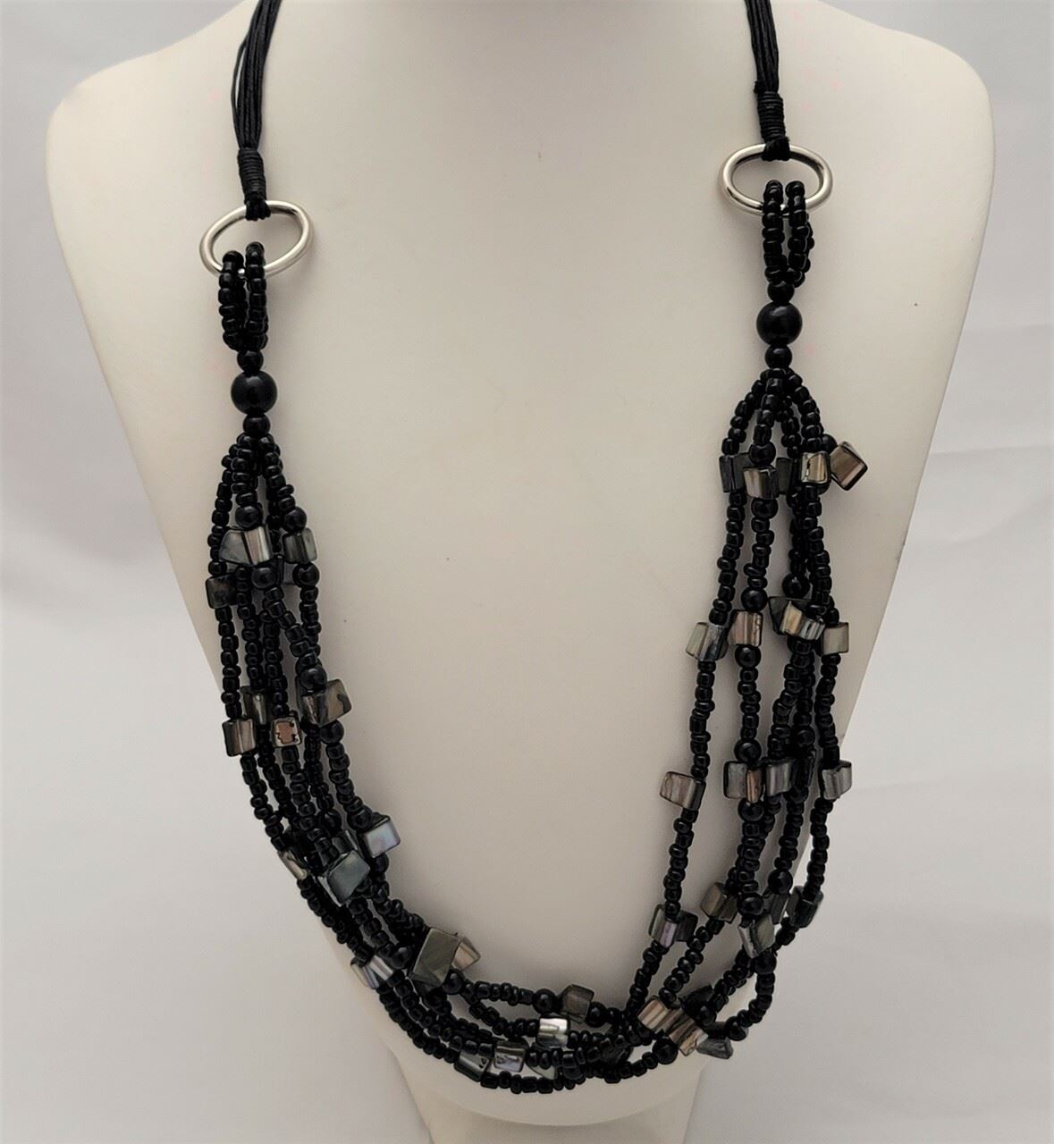Multi-Strand Glass Beaded Stone Fashion Necklace