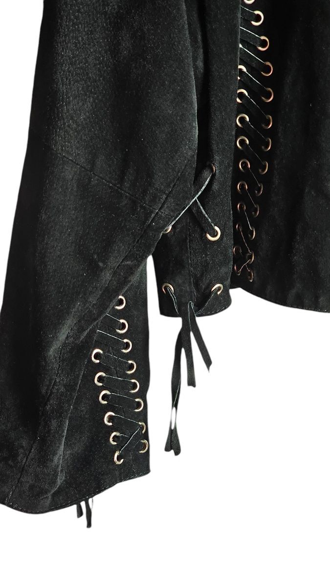 Rare Vintage Black Suede Riveted And Crystal Embellished Jacket Size Medium