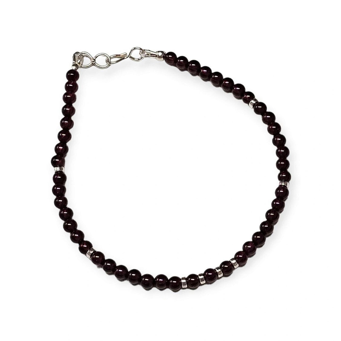 Genuine Garnet Handmade Bracelet With Sterling Silver Clasp and Accents (8)