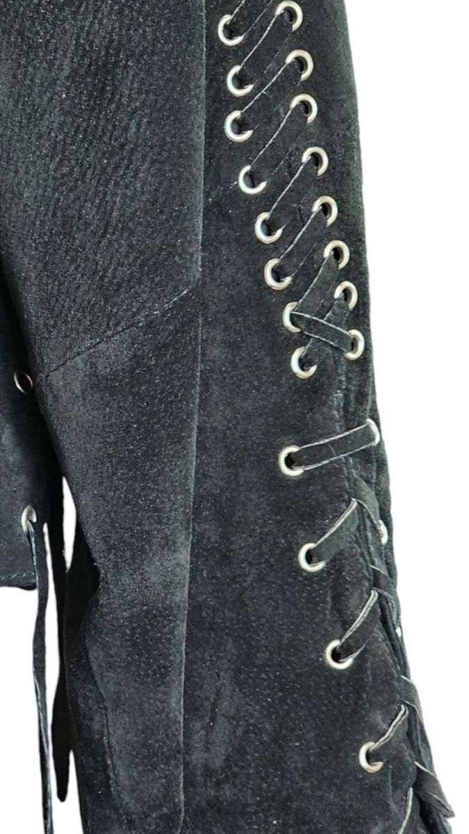 Rare Vintage Black Suede Riveted And Crystal Embellished Jacket Size Medium
