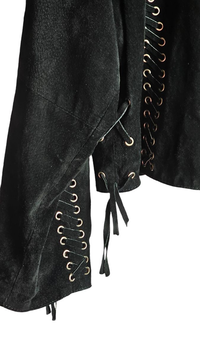 Rare Vintage Black Suede Riveted And Crystal Embellished Jacket Size Medium