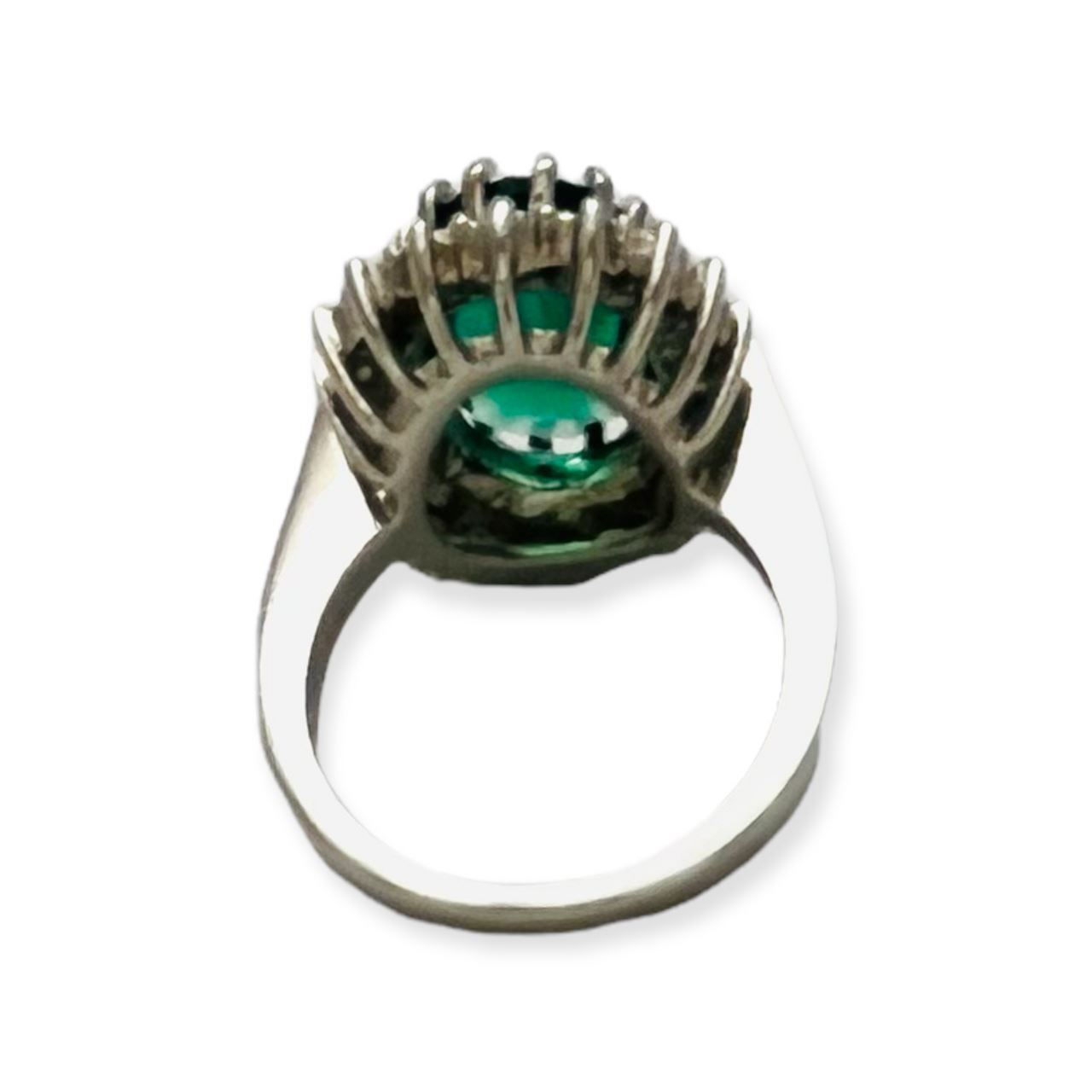 Vintage 2 Tiered Green Cubic Zirconia Halo Ring Size 8
