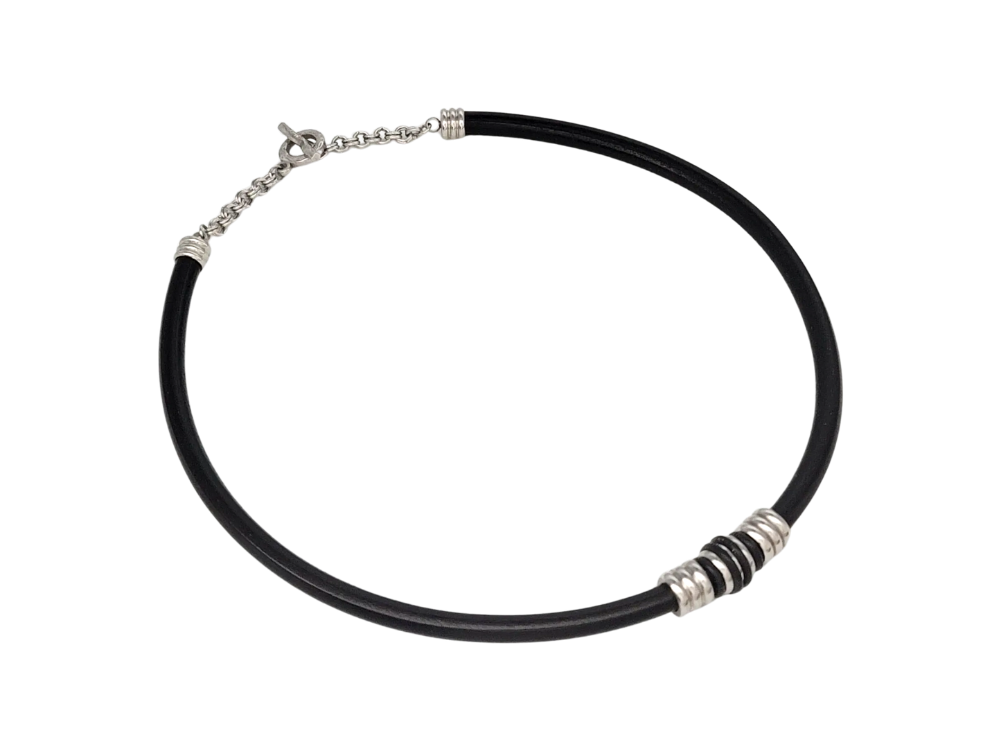 Thick Black Leather Stainless Steel Choker/Necklace