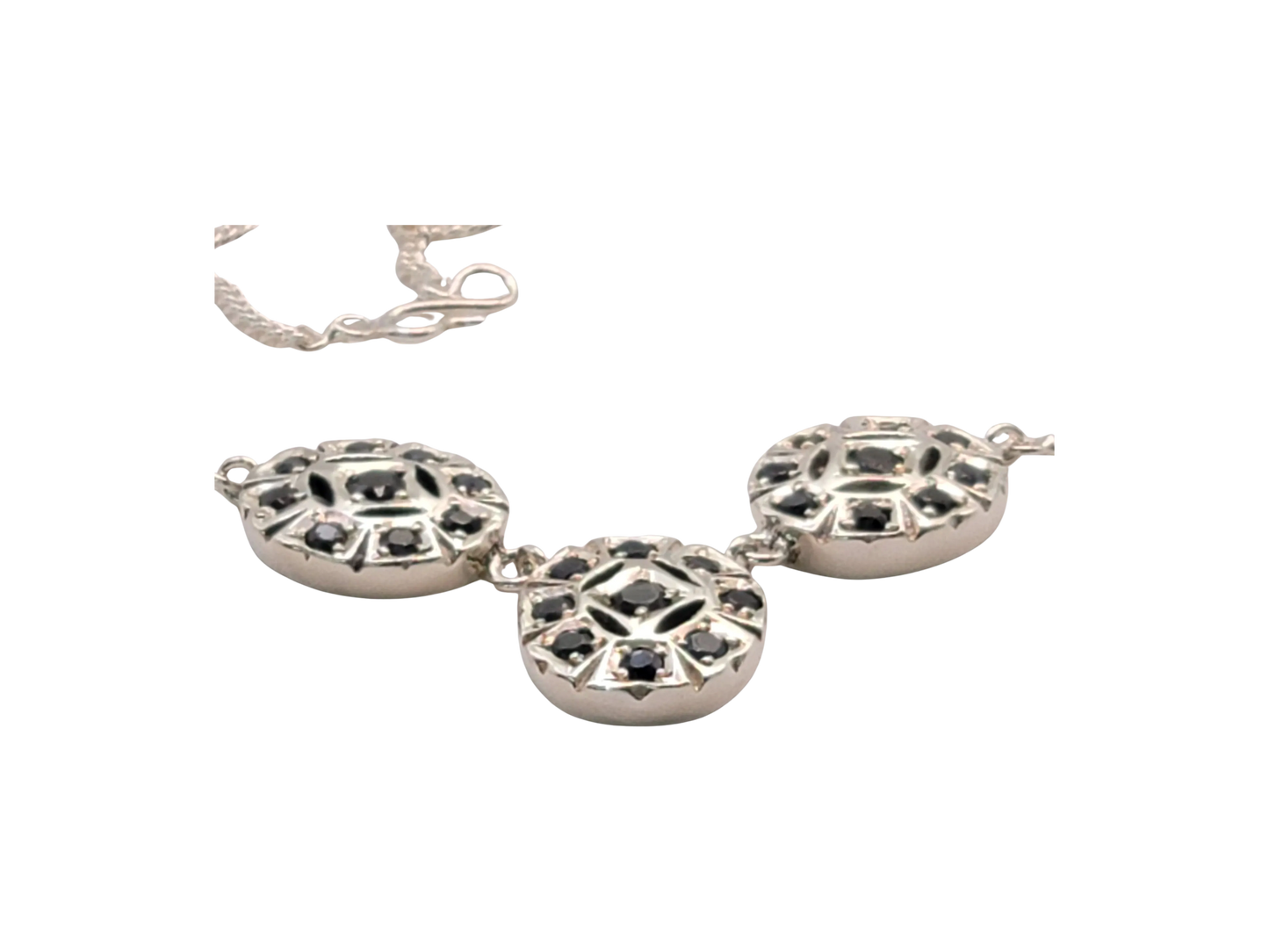 Genuine Sapphire Sterling Silver Pendant Necklace