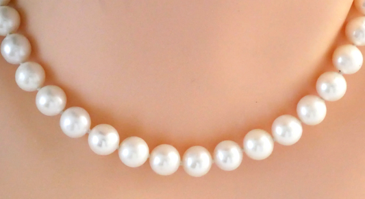 Freshwater Pearl Sterling Silver Necklace with Designer Clasp
