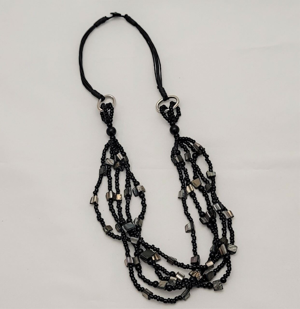 Multi-Strand Glass Beaded Stone Fashion Necklace 
