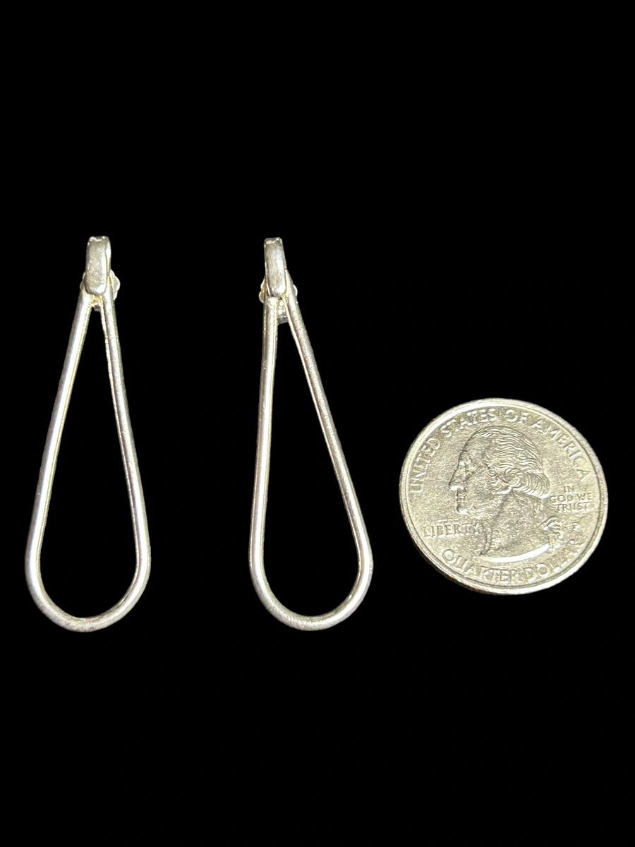 Handcrafted Sterling Silver 1.8” Elongated Tear Drop Earrings (Long)