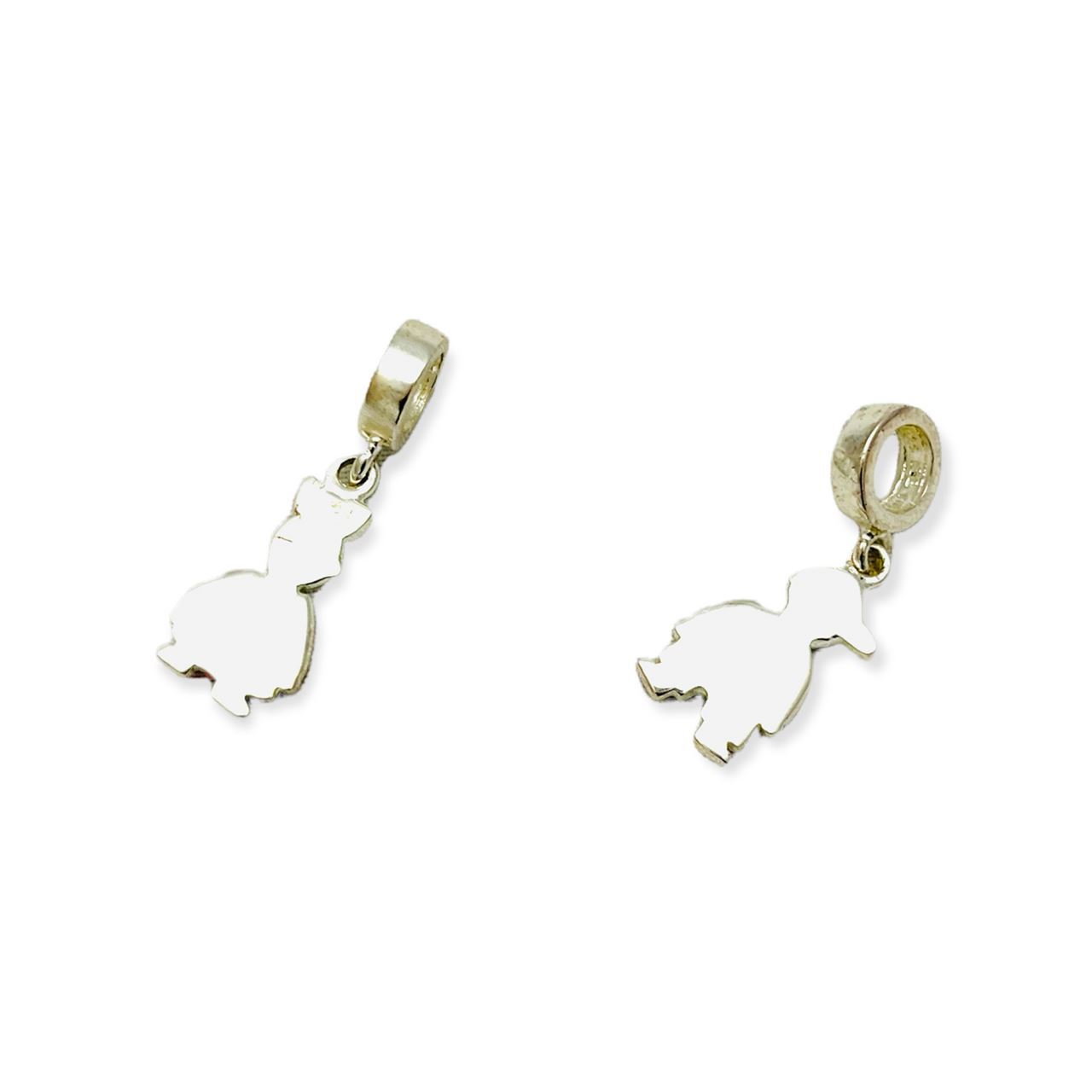 Dainty Sterling Silver Crystal-Embellished Pair Boy and Girl Charms/Pendants