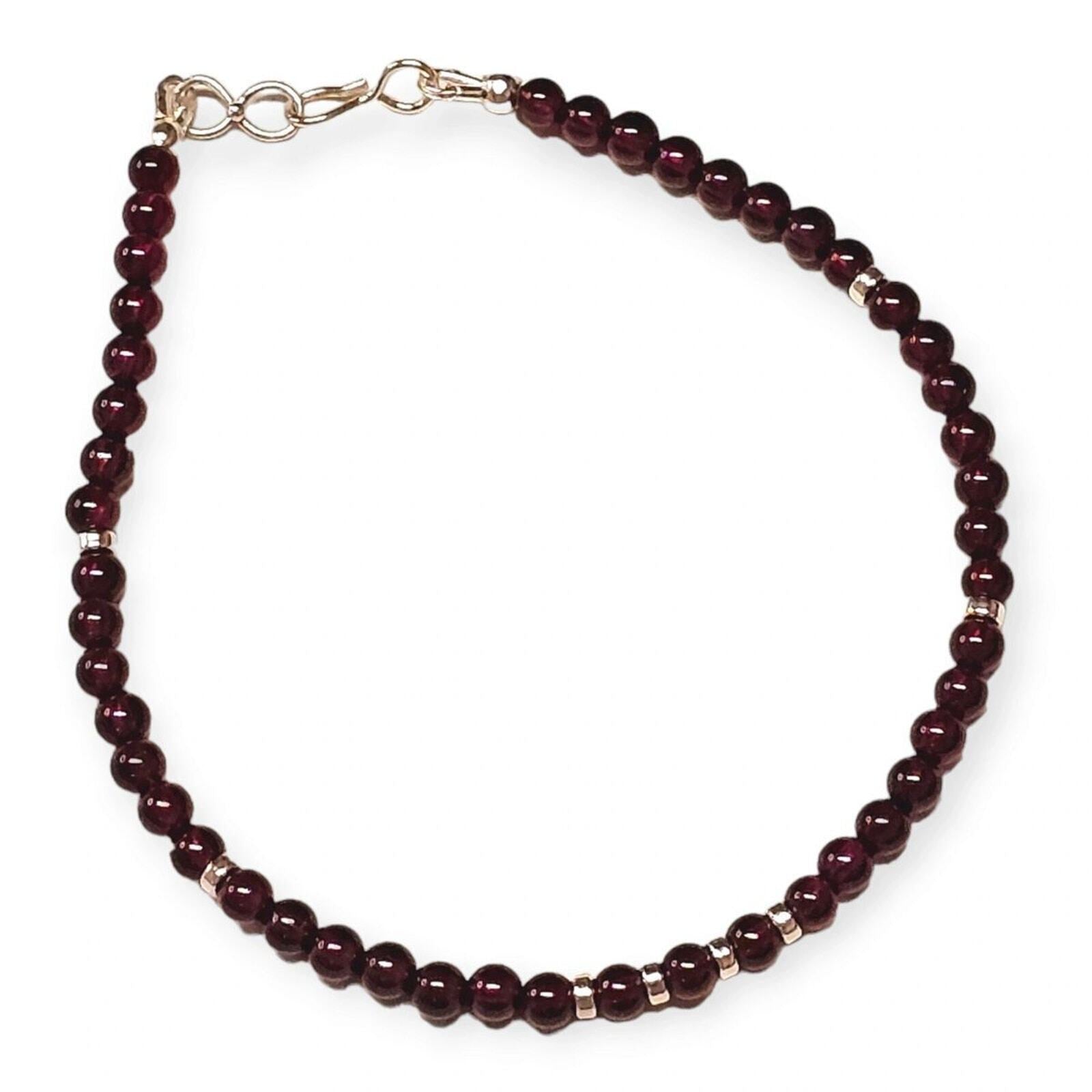 Genuine Garnet Handmade Bracelet With Sterling Silver Clasp and Accents (8)