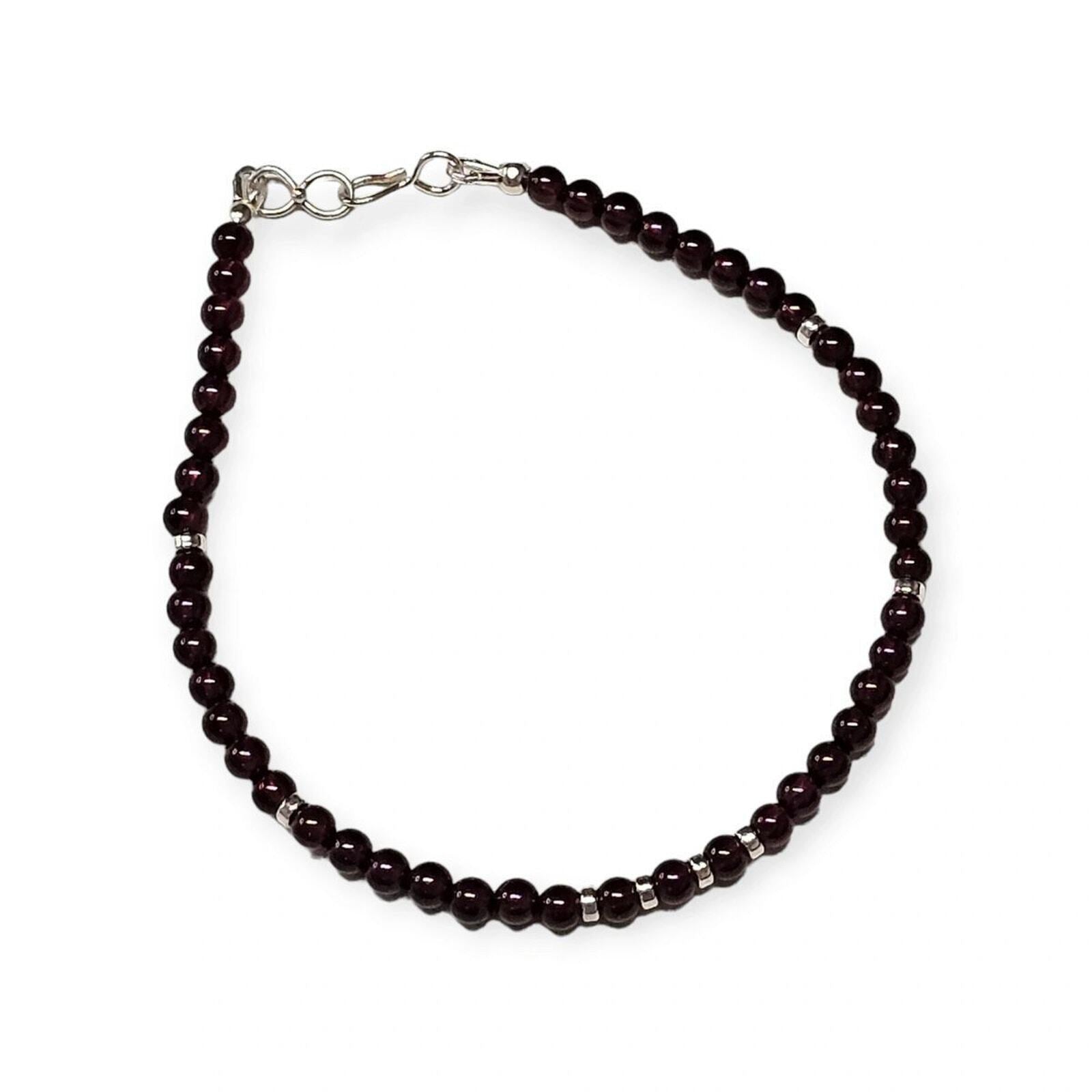 Genuine Garnet Handmade Bracelet With Sterling Silver Clasp and Accents (8)