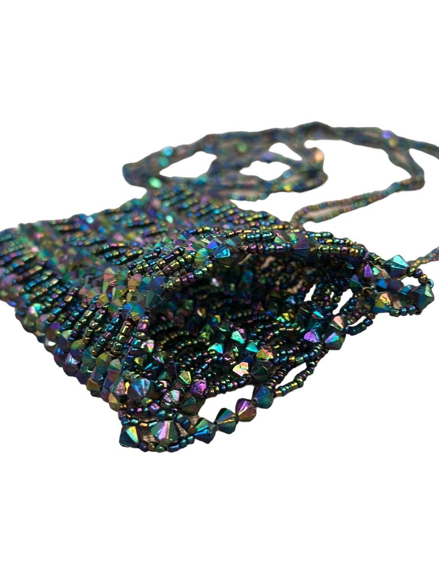 Mermaid Iridescent Beaded Micro / Mini Pouch