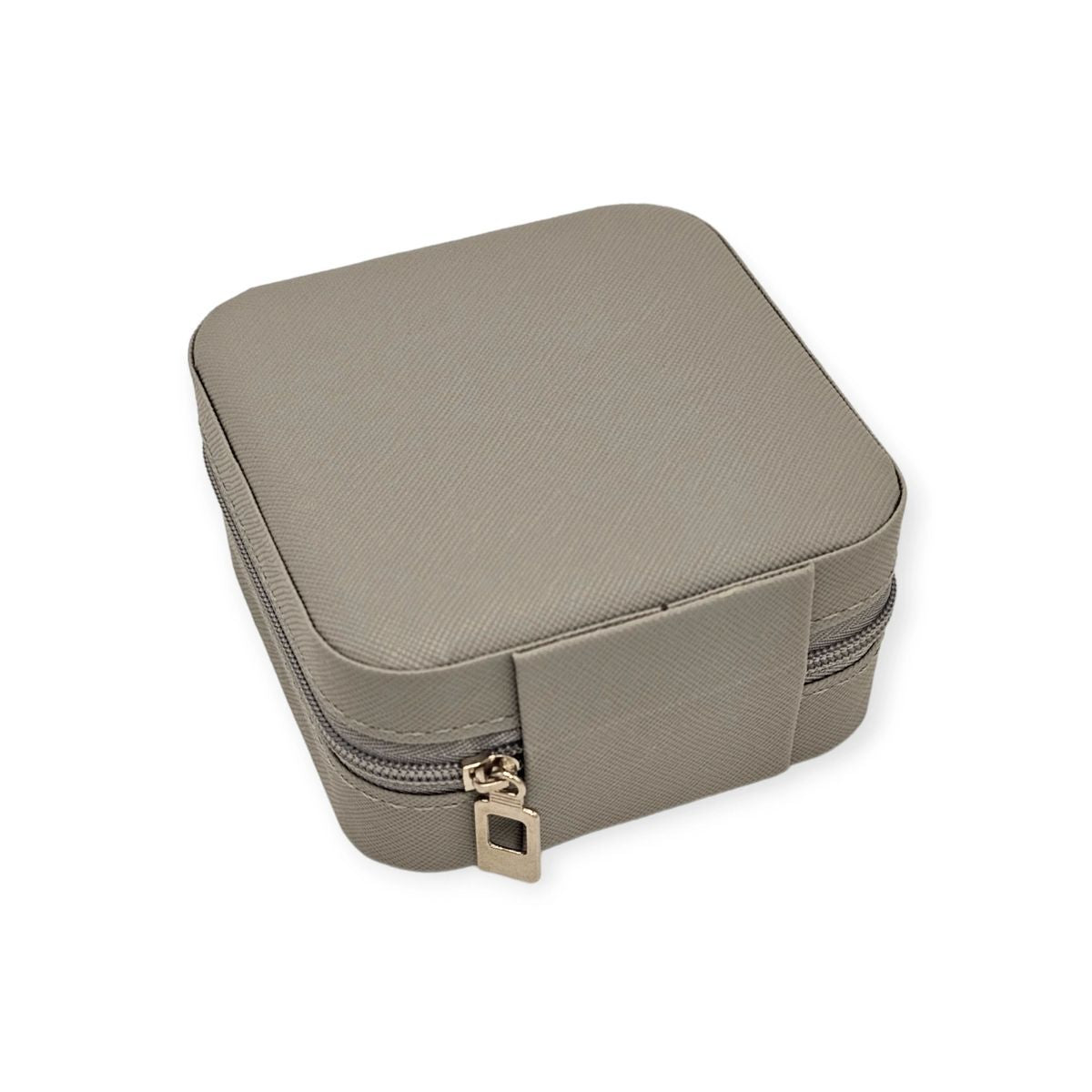 Mini Travel Jewelry Box Small Jewelry Zippered Case Customizable (Gray)
