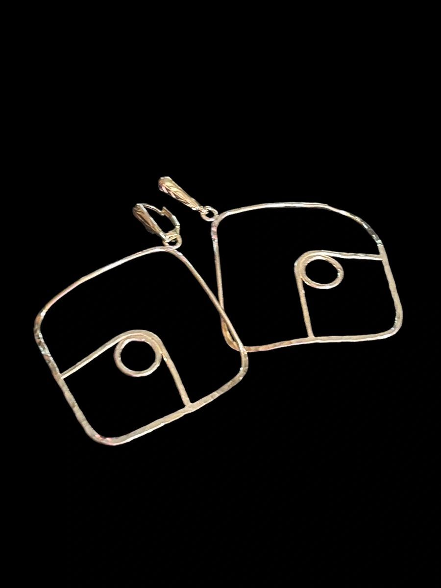Handcrafted Sterling Silver 3” Curved Rhombus Earrings (Large)