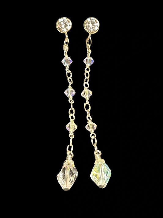 Handcrafted Sterling Silver 3” Chandelier AB Crystal Earrings (Long)