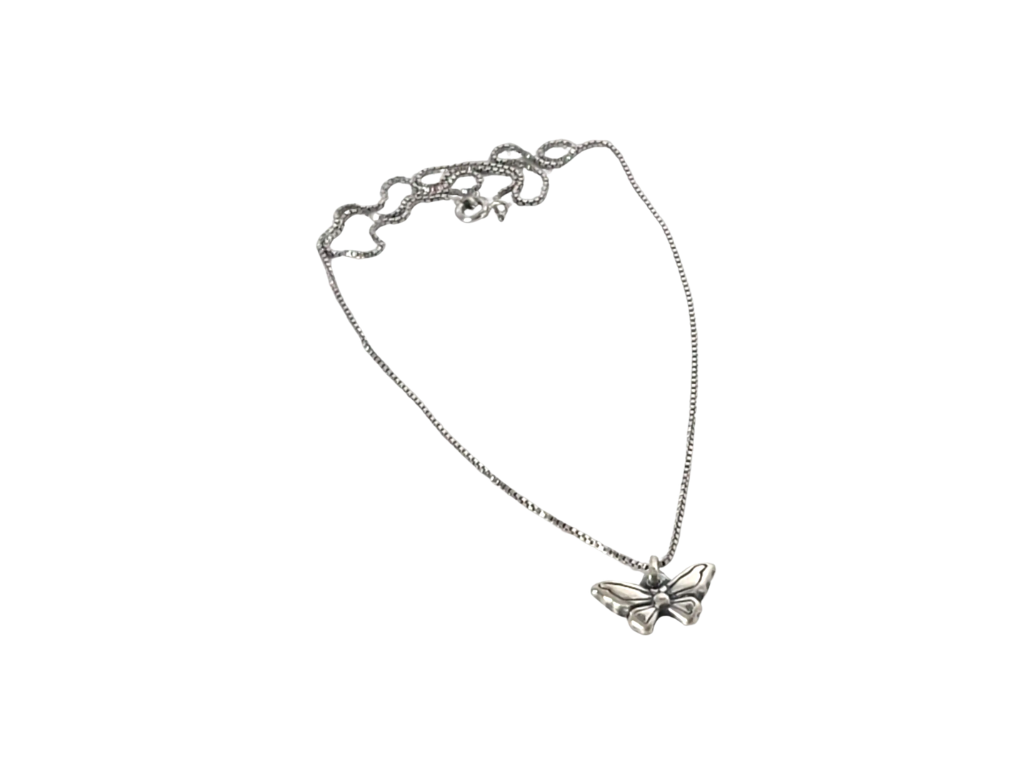 Two-sided Antiqued Sterling Silver Butterfly Necklace