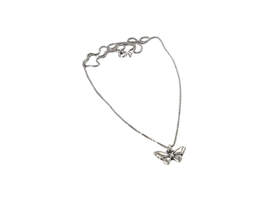Two-sided Antiqued Sterling Silver Butterfly Necklace