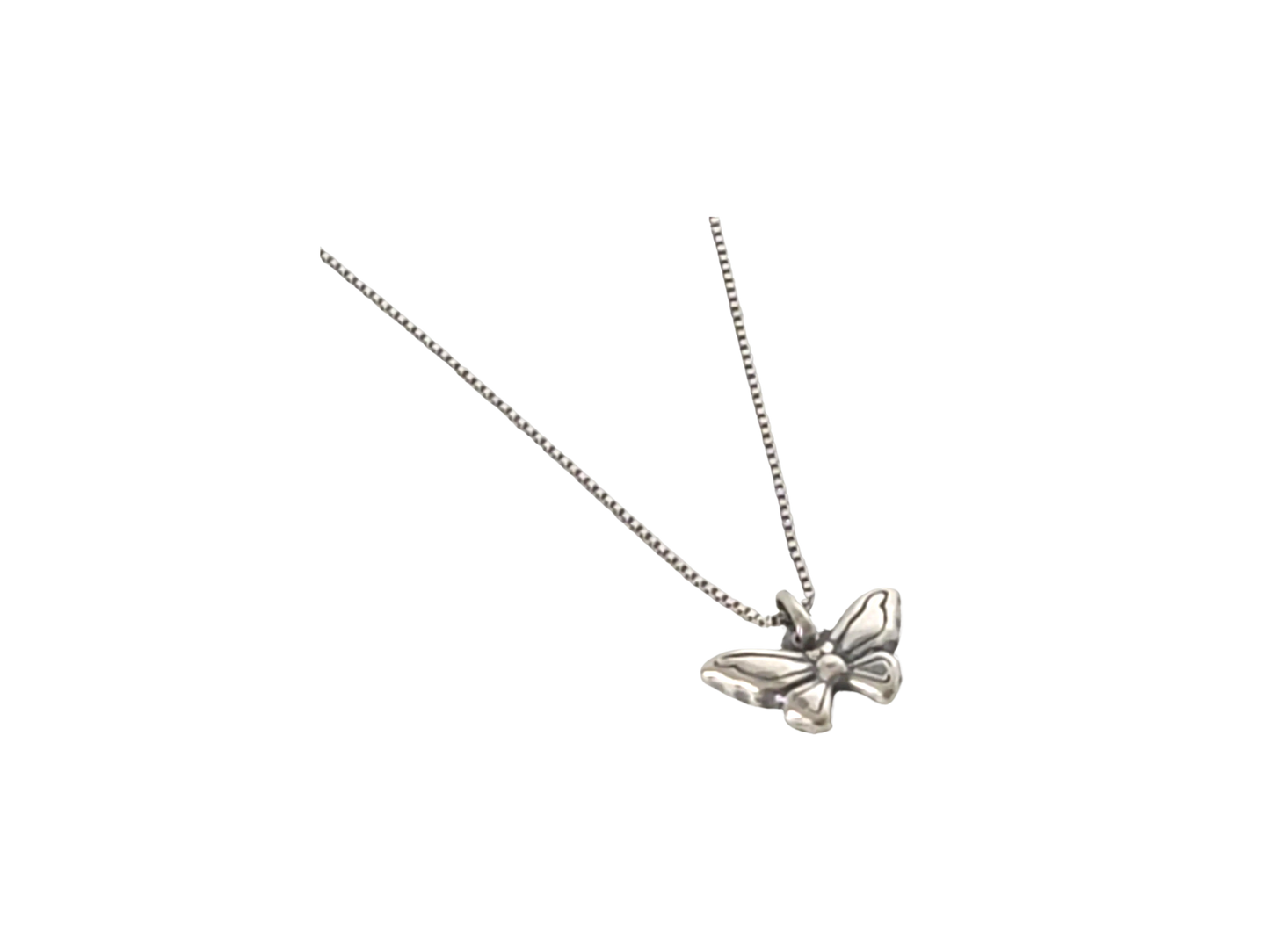 Two-sided Antiqued Sterling Silver Butterfly Necklace
