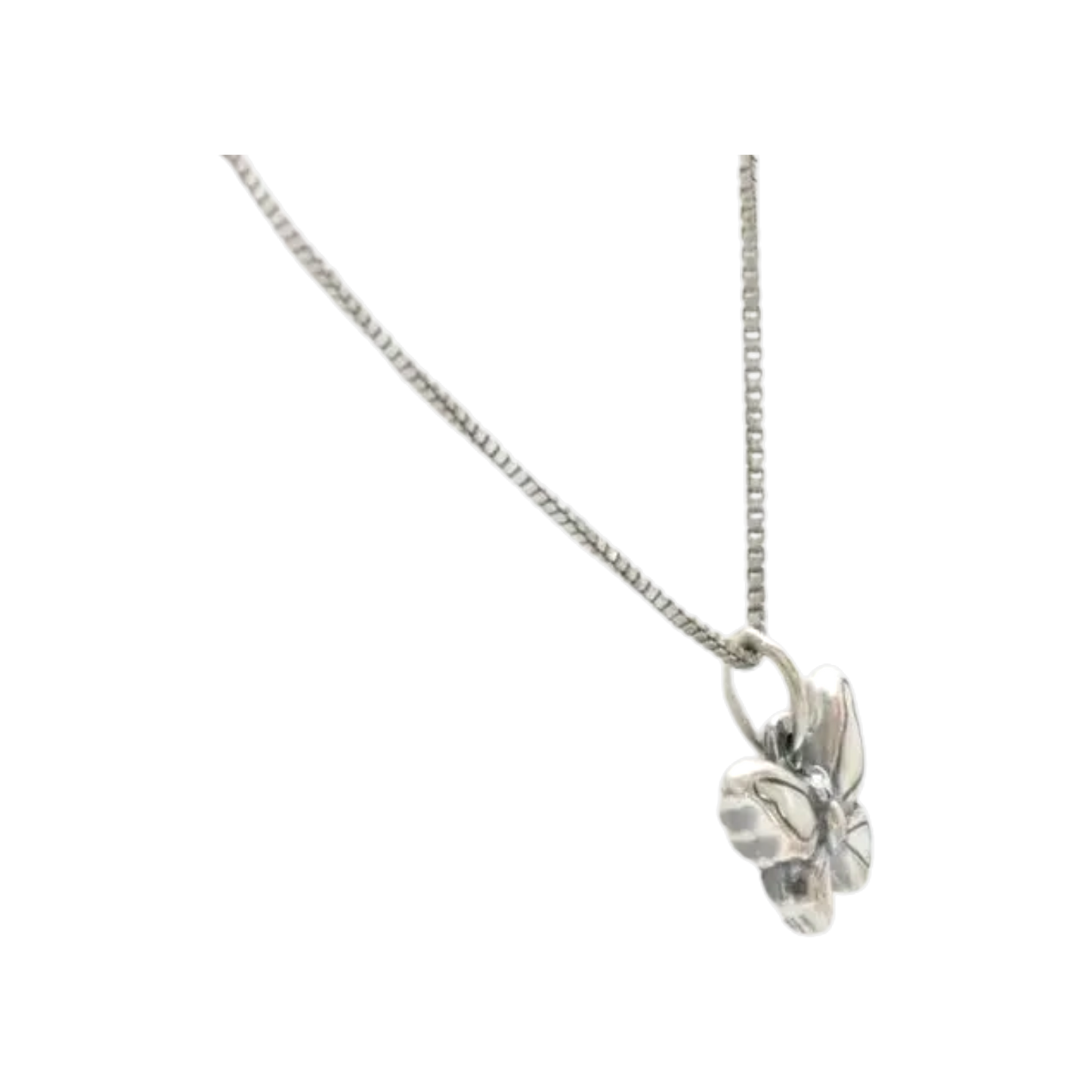 Two-sided Antiqued Sterling Silver Butterfly Necklace