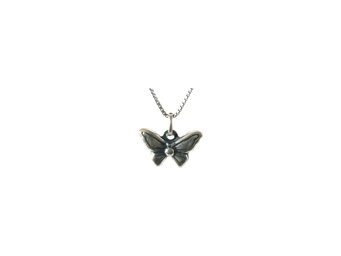 Two-sided Antiqued Sterling Silver Butterfly Necklace