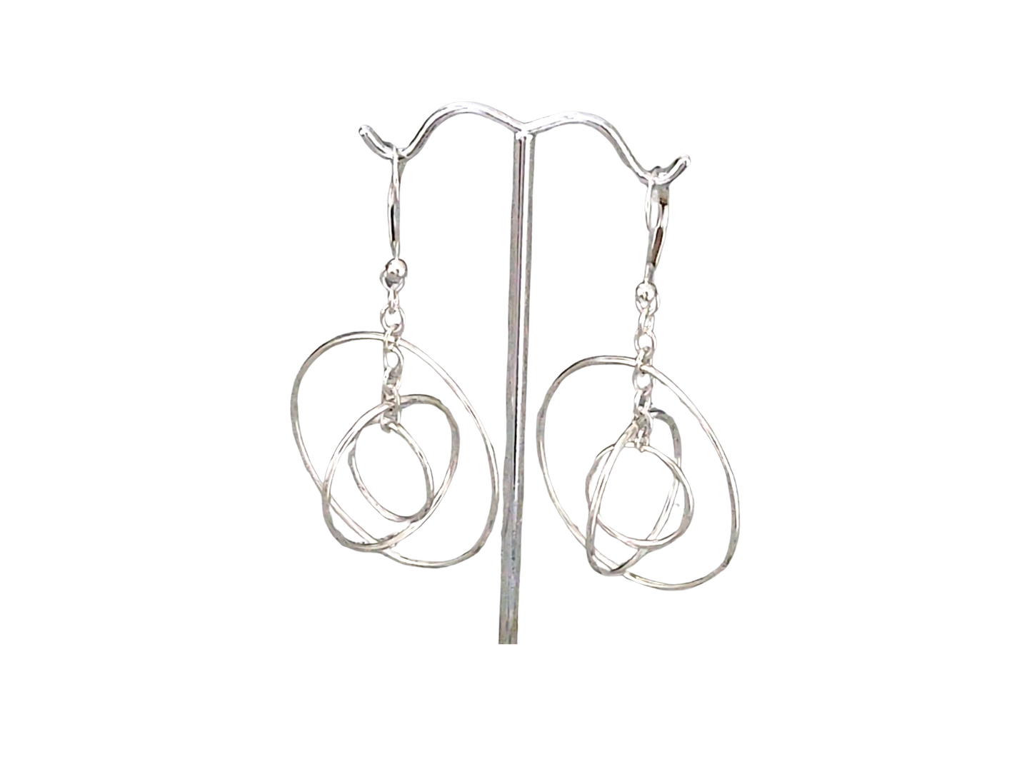 Stylish .925 Sterling Silver Orbital Circle Dangle Earrings
