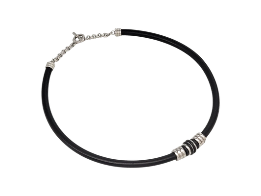 Thick Black Leather Stainless Steel Choker/Necklace