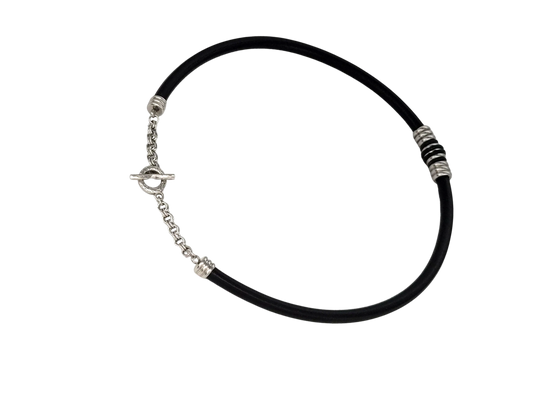 Thick Black Leather Stainless Steel Choker/Necklace