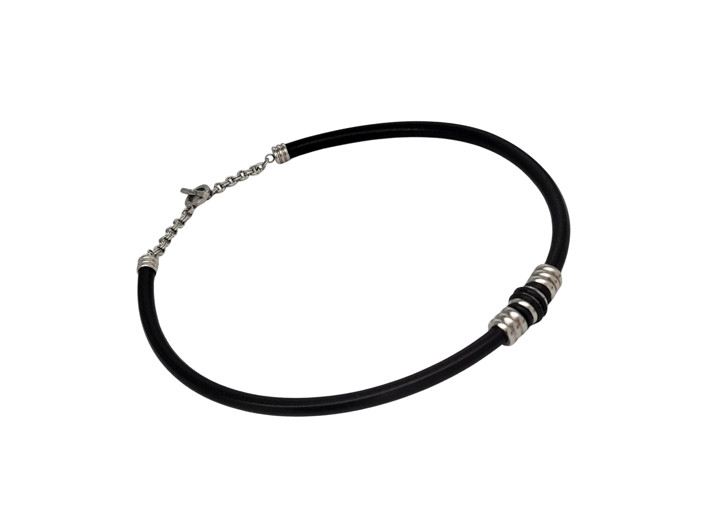 Thick Black Leather Stainless Steel Choker/Necklace