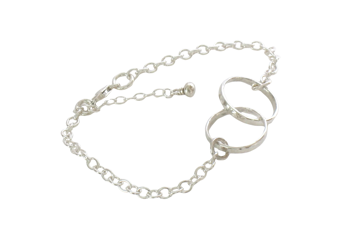 Solid Inter-Locked Hammered Cable Sterling Silver Rings Bracelet