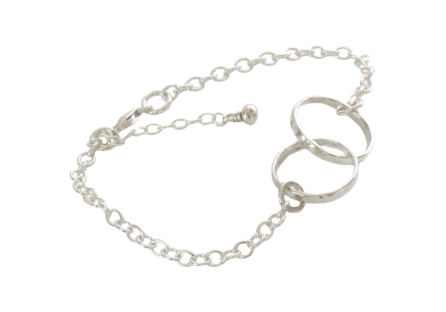 Solid Inter-Locked Hammered Cable Sterling Silver Rings Bracelet