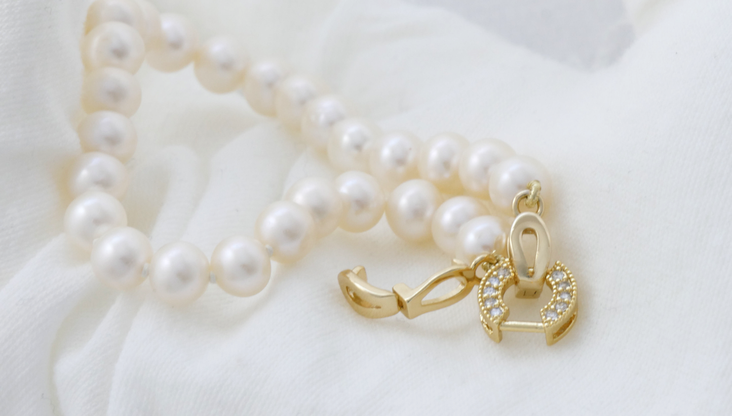 Cultured Freshwater Pearl 14k/Sterling Silver Bracelet with Designer Clasp